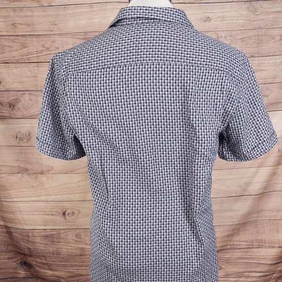 JOHN VARVATOS USA SHORT SLEEVE CHECK BUTTON DOWN SHIRT MENS SIZE L LARGE EUC - Picture 5 of 8